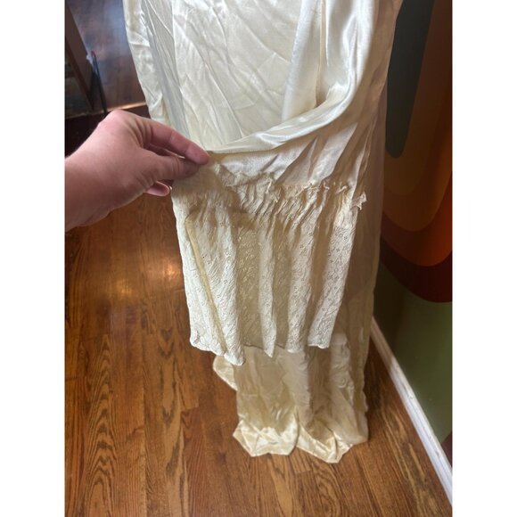 Vintage Lingerie Nightie Overcoat Housecoat sexy silk négligée cream lace - Picture 5 of 8